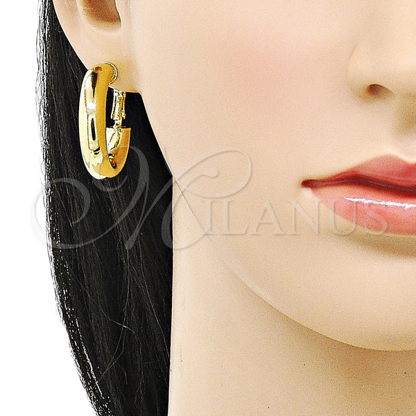Gold Filled Hoop Earrings — Medium Hoop Hollow Design Polished 02. — alternate product view — SKU 153238 | Oro Laminado aretes de aro — Medium Hoop Hollow diseño pulido 02. — SKU 153238