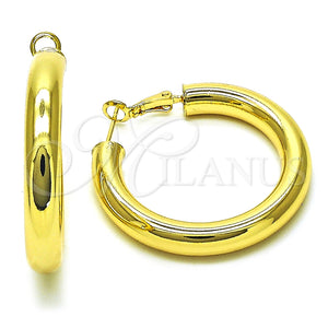 Gold Filled Hoop Earrings — Medium Hoop Hollow Design Polished 02. — main product view — SKU 153239 | Oro Laminado aretes de aro — Medium Hoop Hollow diseño pulido 02. — SKU 153239
