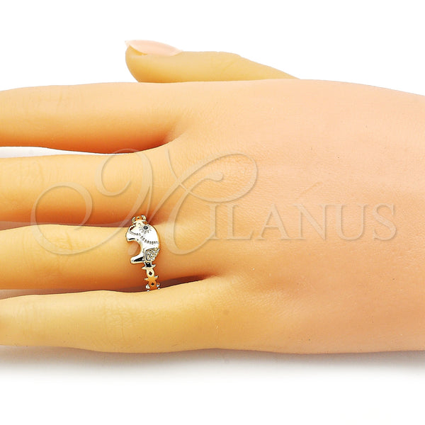Gold Filled Ring — Multi Stone Ring Elephant Design with Black Micro — alternate product view — SKU 153246 | Oro Laminado anillo — Multi Stone Ring Elephant diseño with negro Micro — SKU 153246