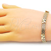 Oro Laminado Fancy Bracelet, Gold Filled Style Butterfly and Bismark Design, Polished, Golden Finish, 03.213.0221.07 (07 MM Thickness, 7 Inches Length)