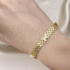 Oro Laminado Fancy Bracelet, Gold Filled Style Butterfly and Bismark Design, Polished, Golden Finish, 03.213.0221.07 (07 MM Thickness, 7 Inches Length)