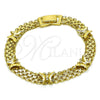 Oro Laminado Fancy Bracelet, Gold Filled Style Butterfly and Bismark Design, Polished, Golden Finish, 03.213.0221.07 (07 MM Thickness, 7 Inches Length)