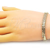 Oro Laminado Fancy Bracelet, Gold Filled Style Elephant and Bismark Design, Polished, Golden Finish, 03.213.0222.07 (07 MM Thickness, 7 Inches Length)