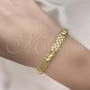 Oro Laminado Fancy Bracelet, Gold Filled Style Elephant and Bismark Design, Polished, Golden Finish, 03.213.0222.07 (07 MM Thickness, 7 Inches Length)