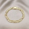 Oro Laminado Fancy Bracelet, Gold Filled Style Elephant and Bismark Design, Polished, Golden Finish, 03.213.0222.07 (07 MM Thickness, 7 Inches Length)
