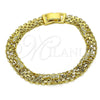 Oro Laminado Fancy Bracelet, Gold Filled Style Elephant and Bismark Design, Polished, Golden Finish, 03.213.0222.07 (07 MM Thickness, 7 Inches Length)