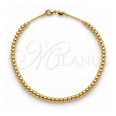 Oro Laminado Fancy Anklet, Gold Filled Style Snake and Ball Design, Polished, Golden Finish, 03.32.0636.10 (05 MM Thickness, 10 Inches Length)