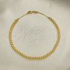 Oro Laminado Fancy Anklet, Gold Filled Style Ball and Box Design, Polished, Golden Finish, 03.32.0637.10 (05 MM Thickness, 10 Inches Length)