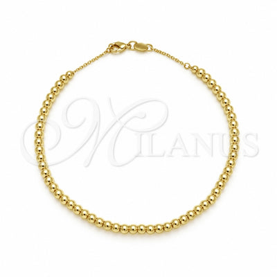 Oro Laminado Fancy Anklet, Gold Filled Style Ball and Box Design, Polished, Golden Finish, 03.32.0637.10 (05 MM Thickness, 10 Inches Length)