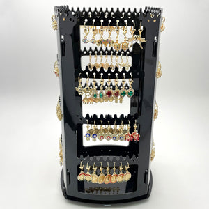 Gold Filled Ring — Rotating Display with 72 Dangle Cubic Zirconia Earrings — main product view — SKU 153257 | Oro Laminado anillo — Rotating Display with 72 Dangle Cubic Zirconia Earrings — SKU 153257