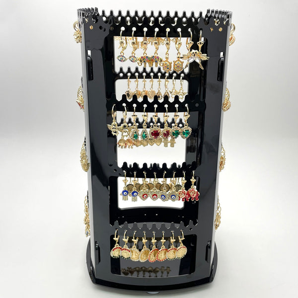 Gold Filled Ring — Rotating Display with 72 Dangle Cubic Zirconia Earrings — main product view — SKU 153257 | Oro Laminado anillo — Rotating Display with 72 Dangle Cubic Zirconia Earrings — SKU 153257