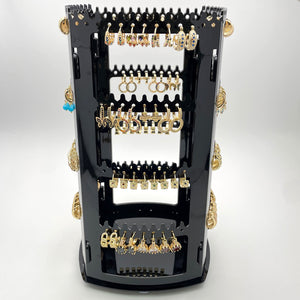 Gold Filled Ring — Rotating Display with 72 Assorted Huggies in Earrings — main product view — SKU 153259 | Oro Laminado anillo — Rotating Display with 72 Assorted Huggies in Earrings — SKU 153259