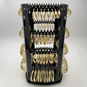 Gold Filled Ring — Rotating Display with 72 Assorted Hoops in Earrings — main product view — SKU 153260 | Oro Laminado anillo — Rotating Display with 72 Assorted Hoops in Earrings — SKU 153260