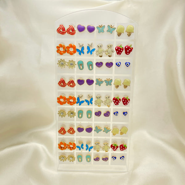 Gold Filled Jewelry — 36 Enamel Studs with Free Display — alternate product view — SKU 153261 | Oro Laminado joyería — 36 Enamel Studs with Free Display — SKU 153261
