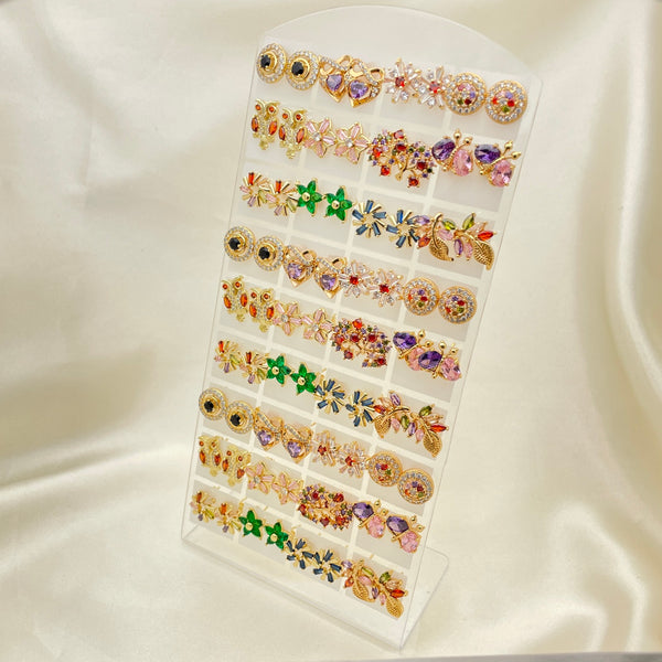 Gold Filled Jewelry — 36 Multicolor Studs with Free Display — main product view — SKU 153262 | Oro Laminado joyería — 36 Multicolor Studs with Free Display — SKU 153262