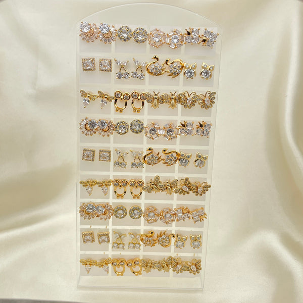 Gold Filled Jewelry — 36 White Studs with Free Display — alternate product view — SKU 153263 | Oro Laminado joyería — 36 blanco Studs with Free Display — SKU 153263