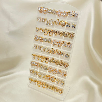 Gold Filled Jewelry — 36 White Studs with Free Display — main product view — SKU 153263 | Oro Laminado joyería — 36 blanco Studs with Free Display — SKU 153263