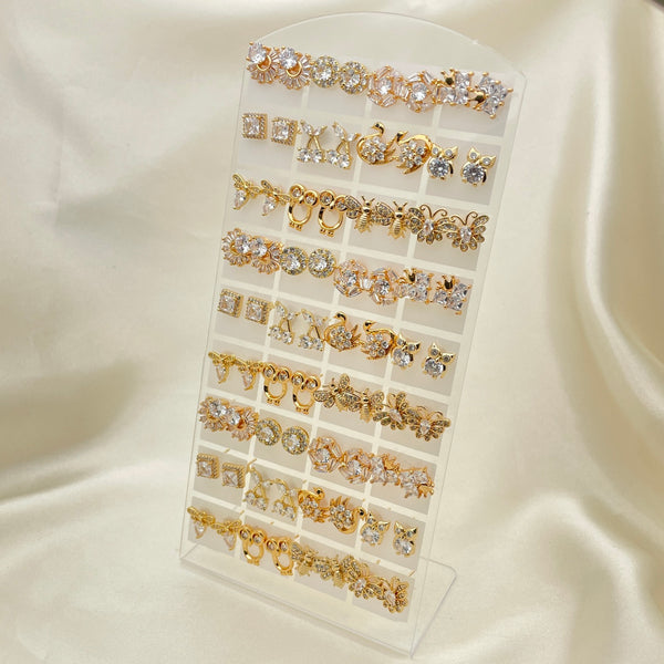 Gold Filled Jewelry — 36 White Studs with Free Display — main product view — SKU 153263 | Oro Laminado joyería — 36 blanco Studs with Free Display — SKU 153263