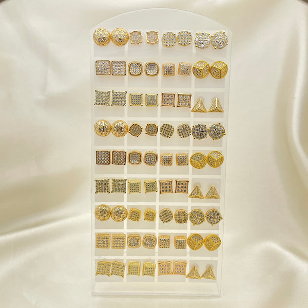 Gold Filled Jewelry — 36 White Men's Studs with Free Display — alternate product view — SKU 153264 | Oro Laminado joyería — 36 blanco Men's Studs with Free Display — SKU 153264