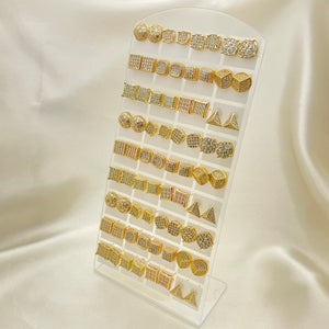 Gold Filled Jewelry — 36 White Men's Studs with Free Display — main product view — SKU 153264 | Oro Laminado joyería — 36 blanco Men's Studs with Free Display — SKU 153264