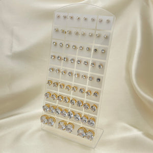 Gold Filled Jewelry — 35 White Rounds Zirconia Studs Assorted Sizes with — main product view — SKU 153265 | Oro Laminado joyería — 35 blanco Rounds Zirconia Studs Assorted Sizes with — SKU 153265