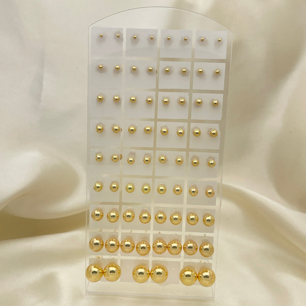 Gold Filled Jewelry — 35 Round Ball Bob knob Studs Assorted Sizes — alternate product view — SKU 153267 | Oro Laminado joyería — 35 Round Ball Bob knob Studs Assorted Sizes — SKU 153267