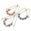 Oro Laminado Adjustable Bolo Bracelet, Gold Filled Style Butterfly and Evil Eye Design, with White Cubic Zirconia, Blue Enamel Finish, Golden Finish, 03.411.0003.13 (01 MM Thickness, 13 Inches Length)