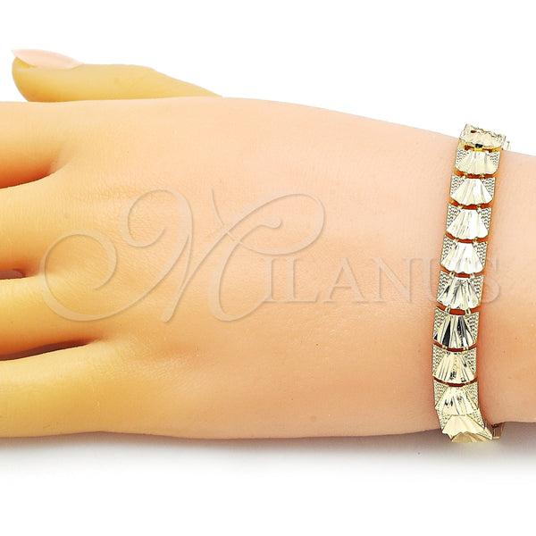 Gold Filled Bracelet — Solid Bracelet Diamond Cutting 03. 08 MM Thickness — alternate product view — SKU 153276 | Oro Laminado brazalete — Solid Bracelet Diamond Cutting 03. 08 MM Thickness — SKU 153276