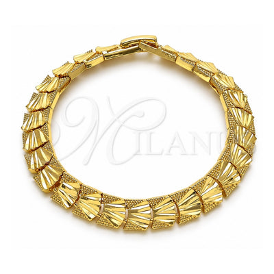 Oro Laminado Solid Bracelet, Gold Filled Style Diamond Cutting Finish, Golden Finish, 03.102.0077.1.07 (08 MM Thickness, 7 Inches Length)