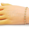 Oro Laminado Basic Bracelet, Gold Filled Style Puff Mariner Design, Polished, Golden Finish, 04.326.0004.07 (Thickness, 7 Inches Length)