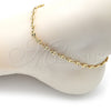 Oro Laminado Basic Anklet, Gold Filled Style Puff Mariner Design, Polished, Golden Finish, 04.326.0004.10 (Thickness, 10 Inches Length)