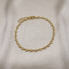 Oro Laminado Basic Anklet, Gold Filled Style Puff Mariner Design, Polished, Golden Finish, 04.326.0004.10 (Thickness, 10 Inches Length)