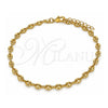 Oro Laminado Basic Anklet, Gold Filled Style Puff Mariner Design, Polished, Golden Finish, 04.326.0004.10 (Thickness, 10 Inches Length)