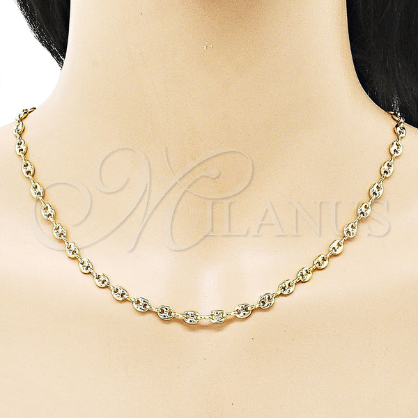 Gold Filled Necklace — Basic Necklace Puff Mariner Design Polished 04. 05 — alternate product view — SKU 153285 | Oro Laminado collar — básico Necklace Puff Mariner diseño pulido 04. 05 — SKU 153285