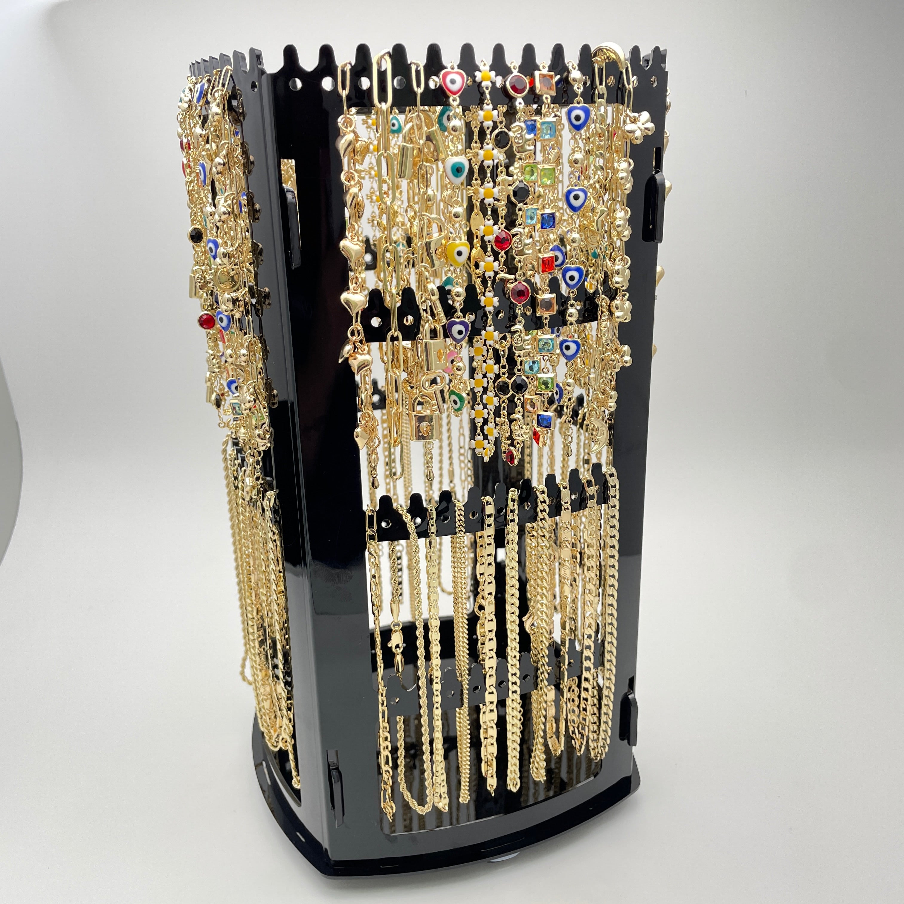 Rotating Display with 64 Assorted Anklets in Gold Filled, Oro Laminado ...