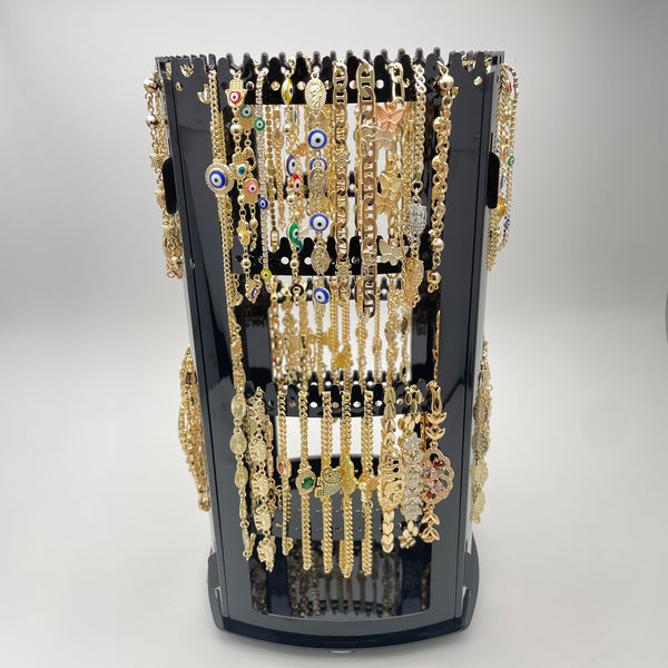 Gold Filled Bracelet — Rotating Display with 64 Assorted Bracelets in Bracelets — main product view — SKU 153292 | Oro Laminado brazalete — Rotating Display with 64 Assorted Bracelets in Bracelets — SKU 153292