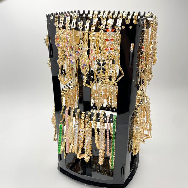 Gold Filled Bracelet — Rotating Display with 64 Assorted Zirconia CZ Bracelets — alternate product view — SKU 153295 | Oro Laminado brazalete — Rotating Display with 64 Assorted Zirconia CZ Bracelets — SKU 153295