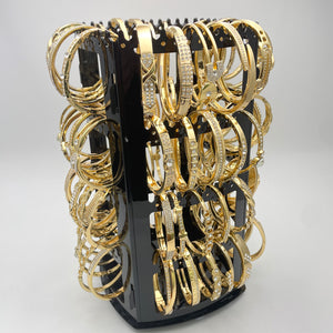 Gold Filled Jewelry — Rotating Display with 64 Assorted CZ Bangles in — main product view — SKU 153296 | Oro Laminado joyería — Rotating Display with 64 Assorted CZ Bangles in — SKU 153296