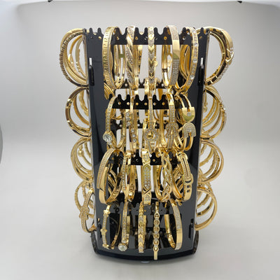 Gold Filled Jewelry — Rotating Display with 64 Assorted CZ Bangles in — alternate product view — SKU 153296 | Oro Laminado joyería — Rotating Display with 64 Assorted CZ Bangles in — SKU 153296