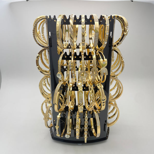 Gold Filled Jewelry — Rotating Display with 64 Assorted CZ Bangles in — alternate product view — SKU 153296 | Oro Laminado joyería — Rotating Display with 64 Assorted CZ Bangles in — SKU 153296