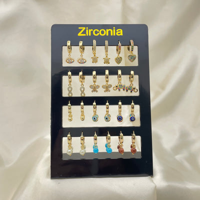 Gold Filled Jewelry — 12 Charm Huggies Assorted with Free Display — alternate product view — SKU 153297 | Oro Laminado joyería — 12 Charm Huggies Assorted with Free Display — SKU 153297