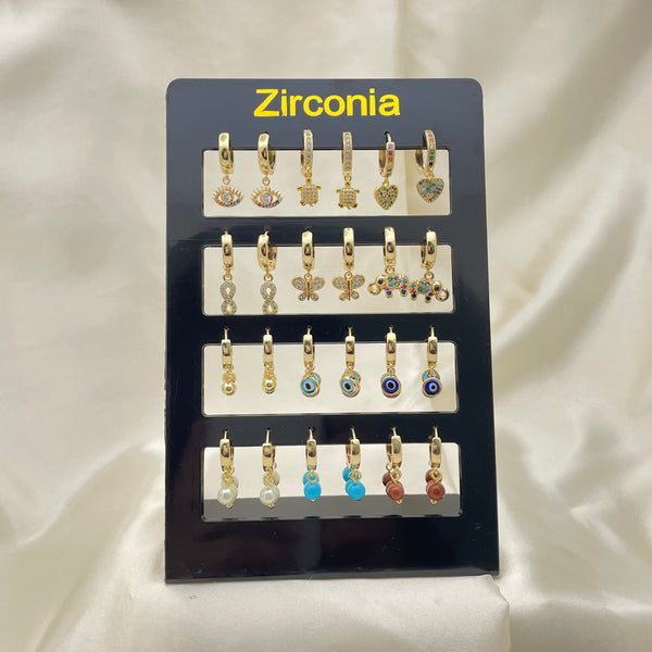 Gold Filled Jewelry — 12 Charm Huggies Assorted with Free Display — alternate product view — SKU 153297 | Oro Laminado joyería — 12 Charm Huggies Assorted with Free Display — SKU 153297
