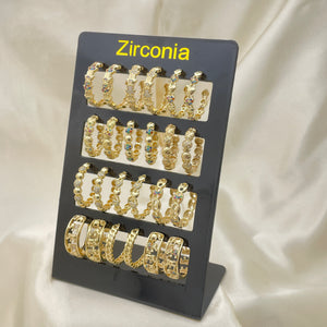 Gold Filled Hoop Earrings — 12 Post Hoops Assorted with Free Display — main product view — SKU 153298 | Oro Laminado aretes de aro — 12 Post Hoops Assorted with Free Display — SKU 153298