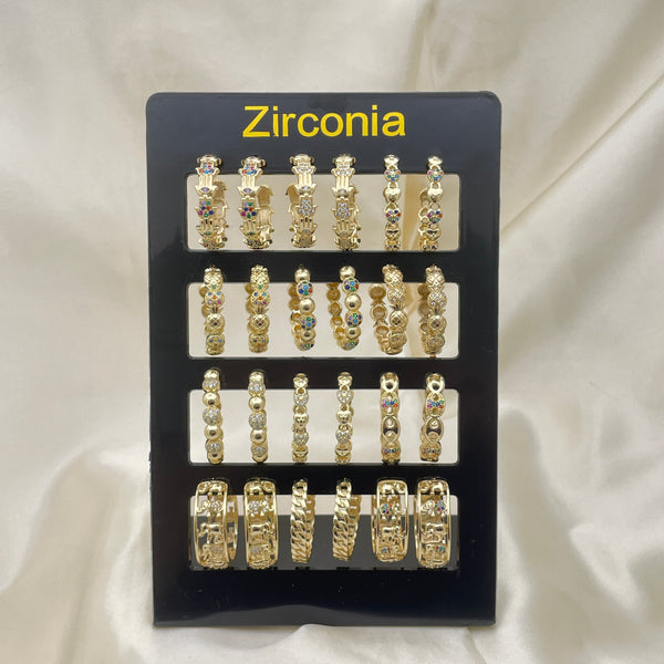 Gold Filled Hoop Earrings — 12 Post Hoops Assorted with Free Display — alternate product view — SKU 153298 | Oro Laminado aretes de aro — 12 Post Hoops Assorted with Free Display — SKU 153298