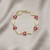 Oro Laminado Fancy Bracelet, Gold Filled Style Virgen Maria and Butterfly Design, Red Enamel Finish, Golden Finish, 03.213.0223.1.07 (08 MM Thickness, 7 Inches Length)