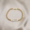 Oro Laminado Fancy Bracelet, Gold Filled Style Flower and Baguette Design, with White Cubic Zirconia and White Micro Pave, Polished, Golden Finish, 03.283.0306.07 (04 MM Thickness, 7 Inches Length)