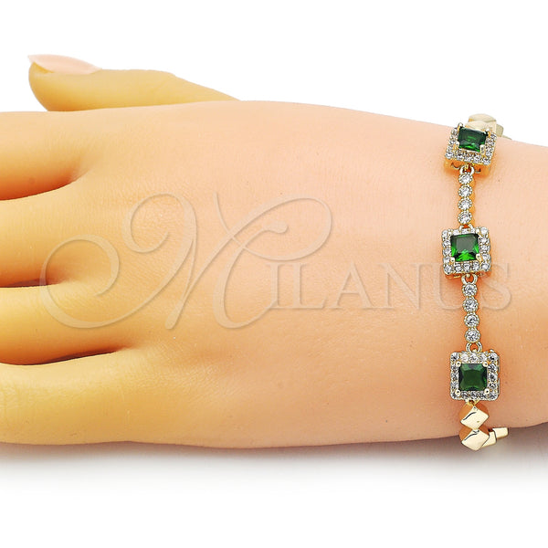 Gold Filled Bracelet — Fancy Bracelet with Green and White Cubic Zirconia — alternate product view — SKU 153310 | Oro Laminado brazalete — elegante Bracelet with Green and blanco Cubic Zirconia — SKU 153310