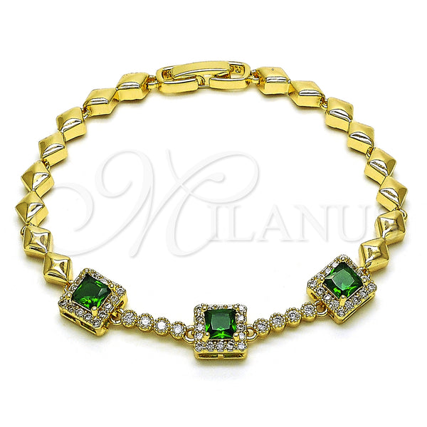 Gold Filled Bracelet — Fancy Bracelet with Green and White Cubic Zirconia — main product view — SKU 153310 | Oro Laminado brazalete — elegante Bracelet with Green and blanco Cubic Zirconia — SKU 153310
