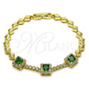 Oro Laminado Fancy Bracelet, Gold Filled Style with Green and White Cubic Zirconia, Polished, Golden Finish, 03.283.0307.07 (05 MM Thickness, 7 Inches Length)