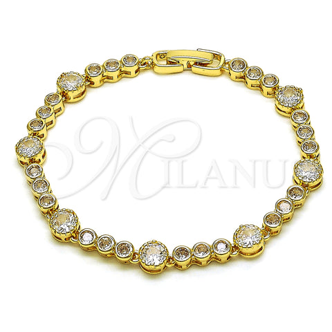 Oro Laminado Fancy Bracelet, Gold Filled Style with White Cubic Zirconia, Polished, Golden Finish, 03.283.0308.07 (06 MM Thickness, 7 Inches Length)